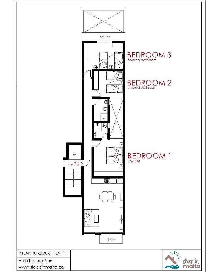 F11 Room 3, Private Room Two Single Beds Shared Bathroom In Shared Flat Msida Homestay